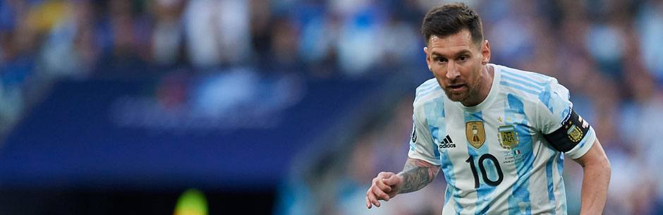 Argentinean soccer superstar Lionel Messi in action in an international game