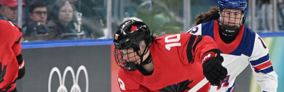 Ice hockey players from the USA and Canada in action at the winter Olympic Games