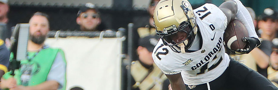 Colorado Buffaloes college football star Travis Hunter in an NCAAF football game