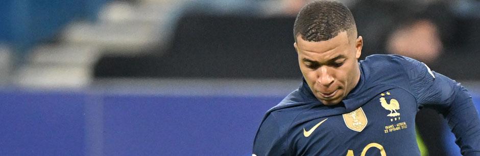 France soccer superstar Kyllian Mbappe in action in a World Cup qualifying game