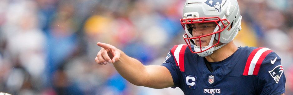 New England Patriots quarterback Drake Maye in action in an NFL game