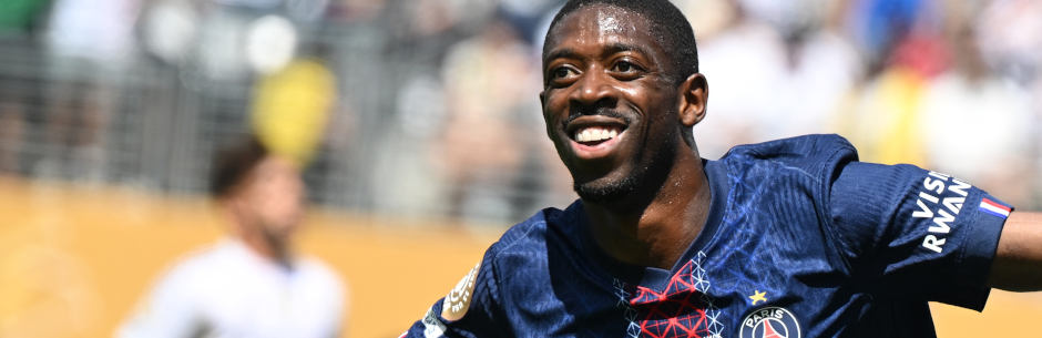 PSG soccer star Demebele celebrates a goal at the FIFA Club World Cup