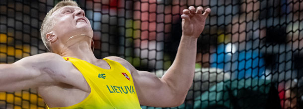 Lithuanian discus thrower Alekna in action at the 2024 European Championship