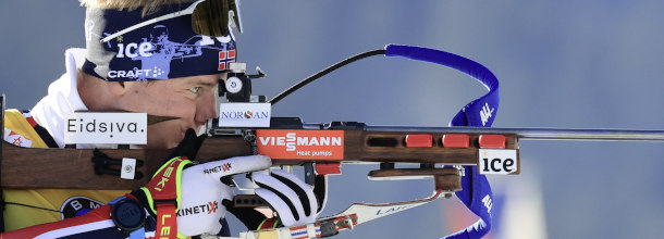Norway's biathlon star Botn shoots during a World Cup event