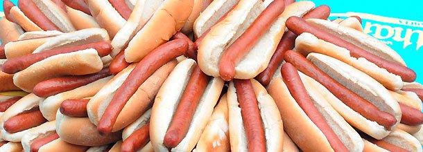 A huge plate of hot dogs