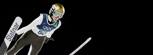 Slovenian ski-jumping star Nika Prevc in action at the 2026 Winter Olympic Games in Milan