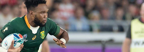 South Africa rugby union star Am in action for the Springboks in an international game