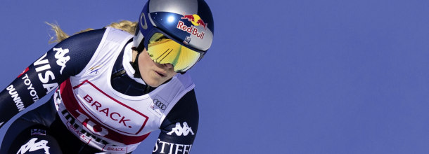 USA skiing star Lindsey Vonn in action in a skiing World Cup downhill
