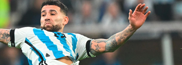 Argentina soccer star Otamendi in action at the Paris Olympic Games