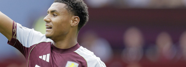 Aston Villa soccer player Ollie Watkins in action in the Premier League