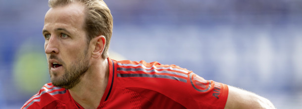 FC Bayern star Harry Kane in action for the Bundesliga Champion