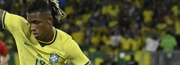 Brazil soccer star Danilo in action in a FIFA World Cup warm-up game