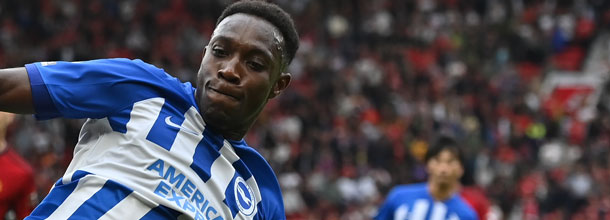 Brighton & Hove Albion soccer star Danny Welbeck in action in a Premier League game