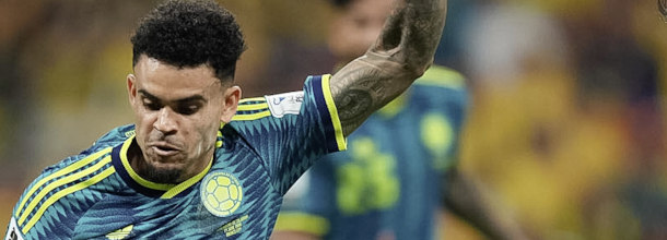 Colombia soccer star Luis Diaz in action in a FIFA World Cup game