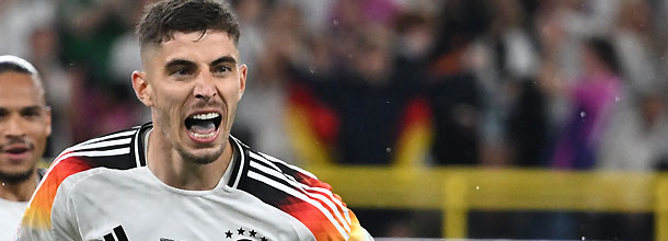 Germany soccer star Kai Havertz celebrates a goal in an international match