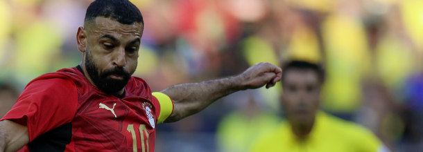 Egypt soccer star Mo Salah in action in a World Cup warm-up game