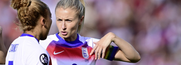 England soccer stars James and Williamson in action at the UEFA Women's EURO