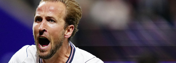 England soccer star Harry Kane in action in an international match