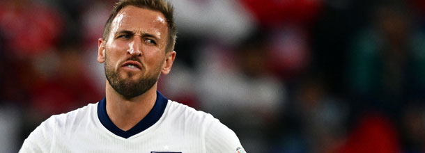 England soccer star Harry Kane looks disappointed at the EURO 2024 tournament