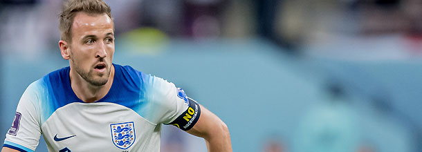 England soccer star Harry Kane in action during the 2022 World Cup in Qatar