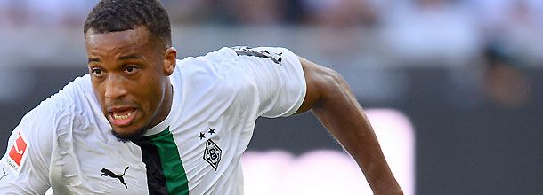 Borussia Moenchengladbach soccer star Alissane Plea in action in the German Bundesliga