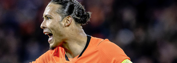 Dutch soccer star Virgil van Dijk in action in a World Cup qualifier