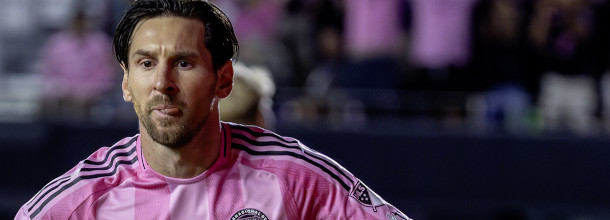 Soccer star Lionel Messi in action for Inter Miami in an MLS game