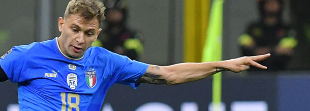 Italy soccer star Nicola Barella in action during an international match