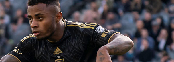 Los Angeles FC soccer star Palacios in action in an MLS game