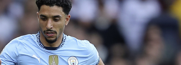 Manchester City soccer star Omar Marmoush in action in the Premier League