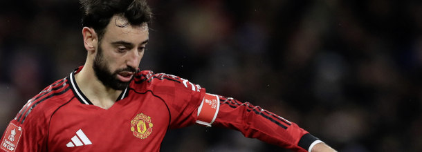 Manchester United soccer star Bruno Fernandes in action in the English Premier League
