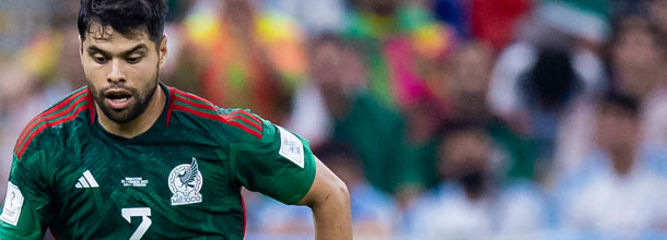Mexico soccer star Araujo in action for his country at the 2022 World Cup in Qatar