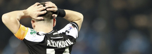 PAOK soccer star Zivkovic gestures during a UEFA Europa League qualifier