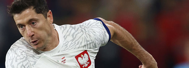 Poland soccer star Robert Lewandowski in action for his country at the 2022 World Cup in Qatar
