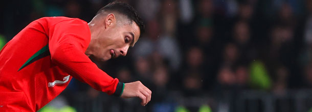 Portugal soccer star Cristiano Ronaldo in action in EURO 2024 qualifying