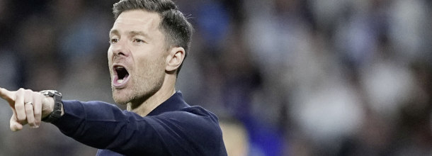 Real Madrid coach Xabi Alonso gesticulates on the sideline during a LaLiga soccer game
