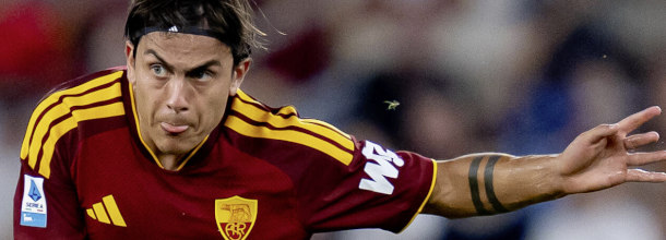 AS Roma soccer star Dybala in action in Serie A