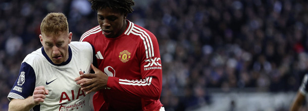 Tottenham Hotspur and Manchester United players in action in the UEFA Europa League