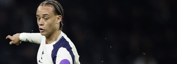 Tottenham Hotspur soccer star Xavi Simons in action in a Premier League game