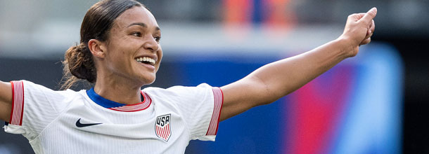 USA soccer star sophia Smith celebrates a goal for the USWNT