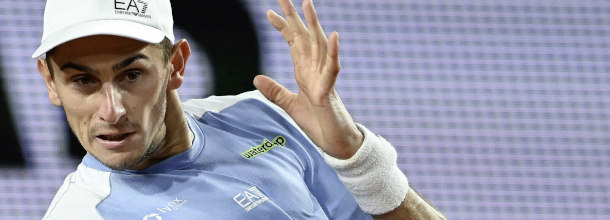 Italian tennis star Matteo Arnaldi in action on the ATP Tour