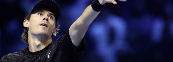 Australian tennis star Alex de Minaur in action at the Australian Open