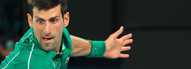 Serbian tennis star Novak Djokovic hits a shot on the ATP Tour