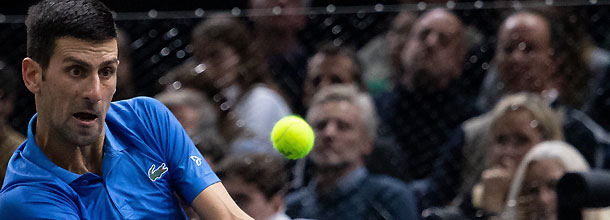 Tennis star Novak Djokovic in action at the ATP World Tour Finals
