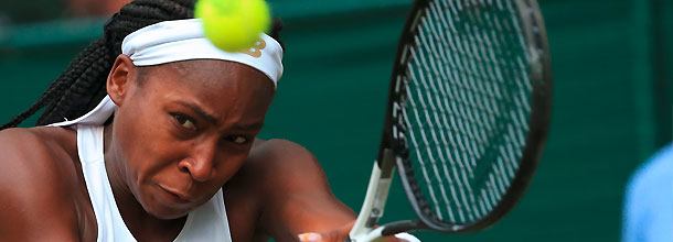 US tennis star Coco Gauff in action at Wimbledon