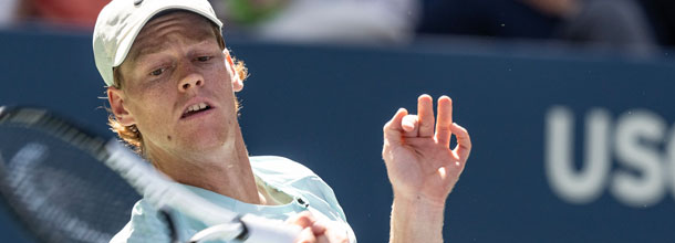 Tennis star Jannik Sinner in action in a Grand Slam tournament