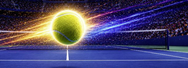 A tennis ball on a court at the US Open grand slam tournament