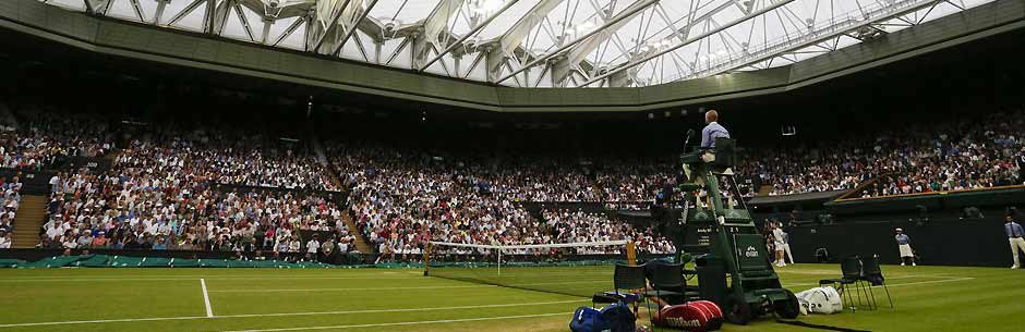 The centre court at Wimbledon during the tennis Grand Slam tournament
